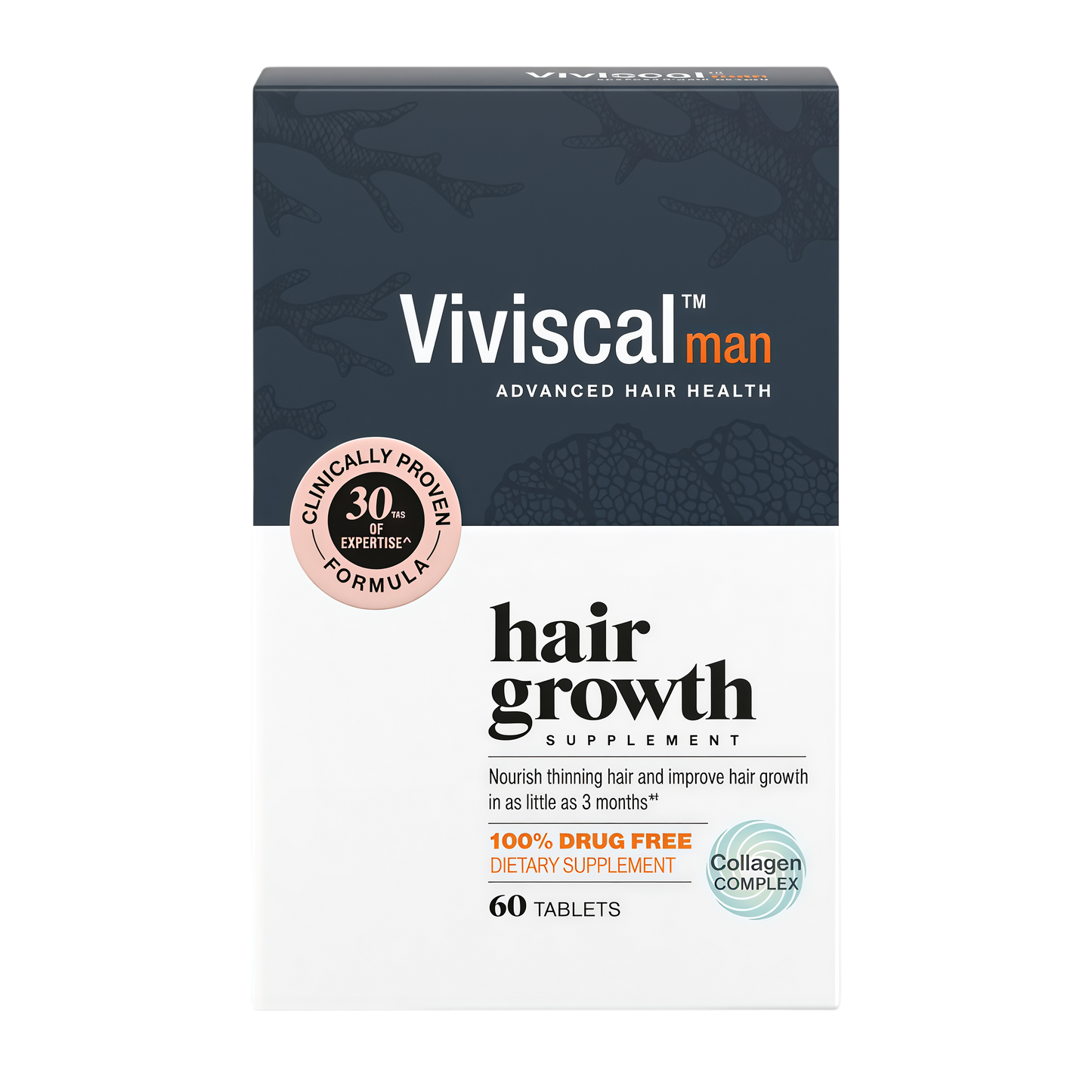 Viviscal Men's Hair Growth Supplements for Thicker FullerHair, Clinically Proven Collagen Complex, 180 Tablets 3Month Supply