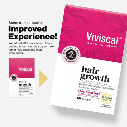 Viviscal Hair Growth Supplements For Women For Thicker, Fuller Hair, Nourishes Thinning & Loss, With Proprietary Collagen Complex, 60 Tablets, 1 Month Supply
